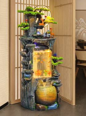 假山流水泉摆喷件循环水鱼缸招tb-70794财关室内落玄高山景观开业