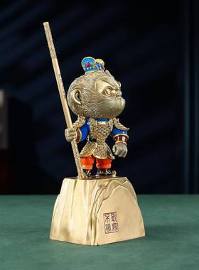 佛铜齐天大圣孙悟空斗战战无不胜圣装办公室桌面玄关饰铜工艺品彩