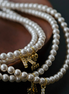 源128美刀现99！经典26字母珍珠项链 你的专属字母 小众出口单