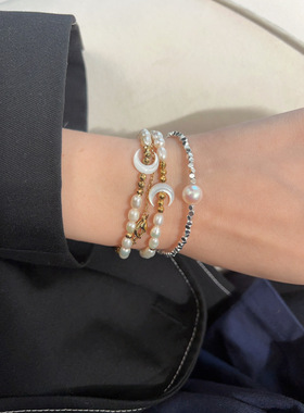 源199！现69.9！天然海水贝月亮施家珍珠手链  太仙了 简易包