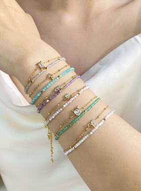 源300+！现89.9！十二星座生辰石情侣星座幸运手链 彩石也不掉色