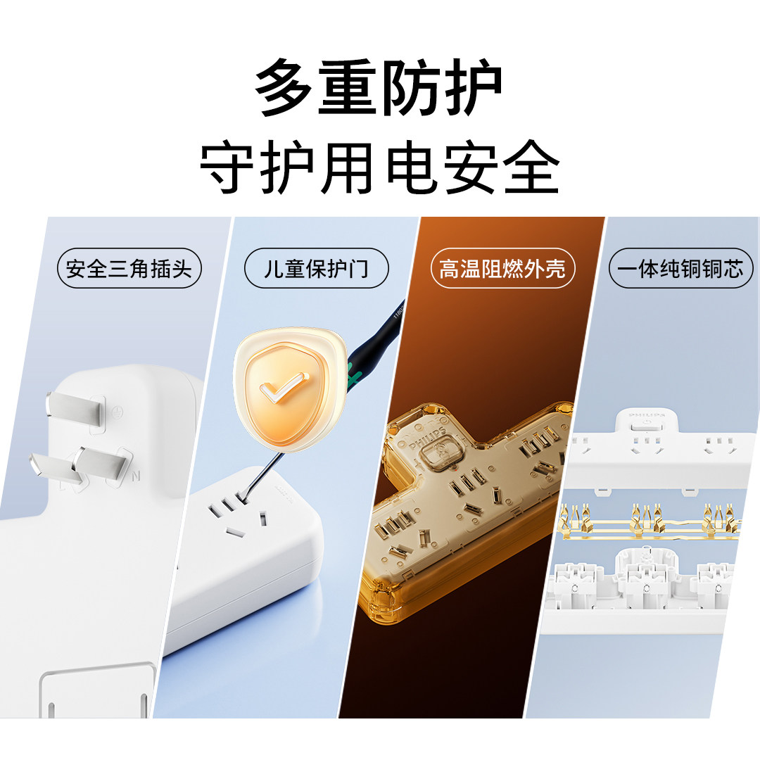 飞利浦转换器插座插头一转多功能家用无线带USB插排多孔扩展插排,淘宝优惠券,粉丝福利购,淘宝优惠卷