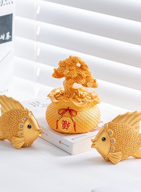 乔迁新居礼品年年有鱼轻奢摆件创意家居客厅酒柜电视柜招财装饰品