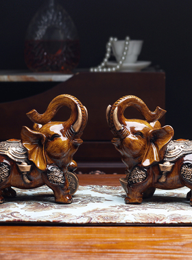 招财大象摆件花瓶新开业礼品客厅电视柜玄关装饰品摆件样板房软装