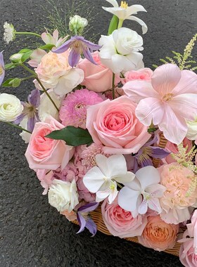 纯手工编织仿藤花篮长方手提篮子田园创意藤编花艺插花插花篮子