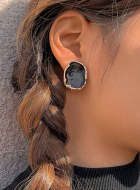 欧美夸张气质合金不规则金色包边滴油戒指女 复古个性百搭手饰品