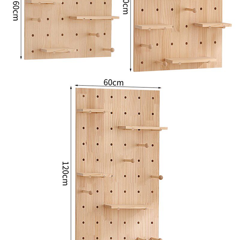 Solid wood hole board custom kindergarten wall storage rack wooden living room entrance decoration Nordic