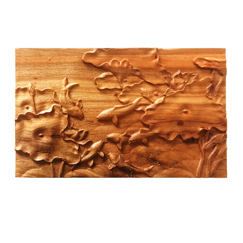 荷叶鱼古典木雕花木版画家具新中式装饰浮雕木贴花壁挂木板画定制,淘宝优惠券,粉丝福利购,淘宝优惠卷