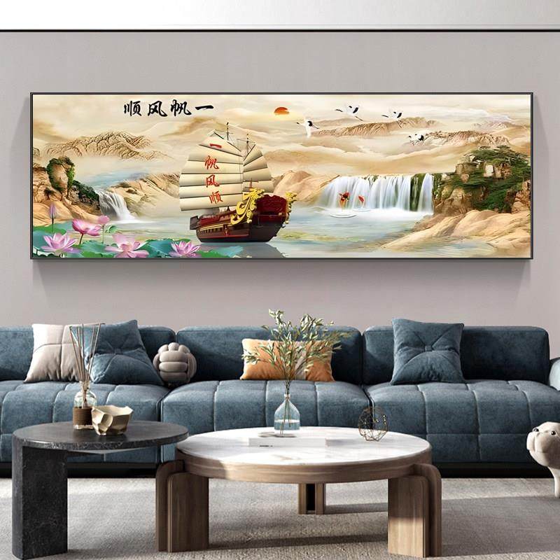 5d钻石画 划满钻客厅一帆风顺风景山水画 划点砖十字绣2025新款钻,淘宝优惠券,粉丝福利购,淘宝优惠卷