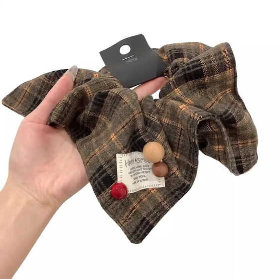 Korean style hair accessories ins style headwear autumn and winter new accessories headband square scarf hair rope cute plaid large intestine hair ring s