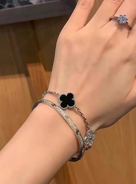 黑玛瑙幸运四叶草手链