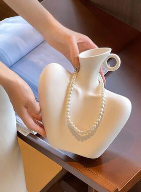 中古高级感摆件艺术创意美人肩陶瓷花瓶客厅小众设计摆件拍照道具