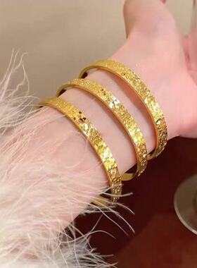 爆闪碎碎冰黄金手镯新款