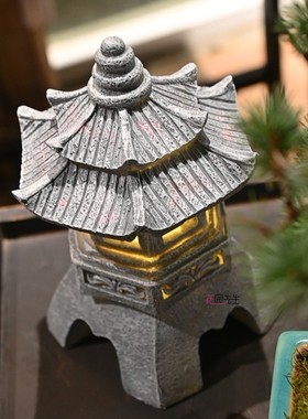 中式禅意插电仿石塔宫灯摆件小夜灯客厅装饰茶桌桌面阳台造景布置