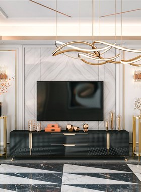 轻奢客厅落地摆件装饰架电视柜旁边置物架大型北欧沙发大理石花架