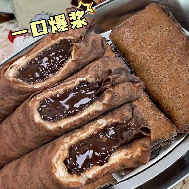 爆浆黑巧克力蛋皮吐司芋泥夹心面包卷网红早餐解馋流心甜品零食 - 图3