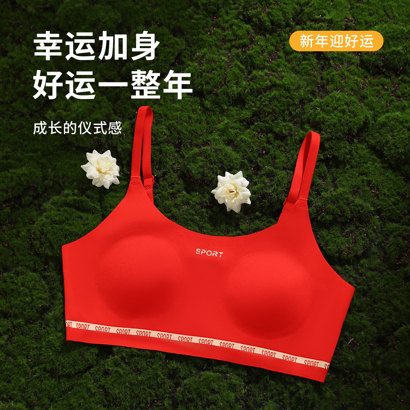 都市丽人本命年红色少女内衣套装学生初中高中女童发育期运动文胸,淘宝优惠券,粉丝福利购,淘宝优惠卷