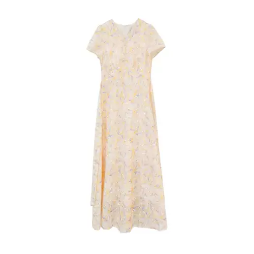 Платье, приталенная длинная юбка, осеннее, французский стиль, V-образный вырез, подходит для подростков