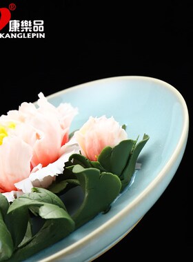 林心如汝瓷牡丹挂盘小号陶瓷手工汝瓷客厅博古架摆件乔迁新居礼品