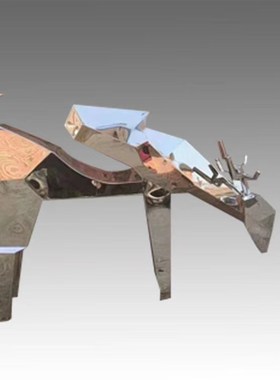 不锈钢鹿雕塑切面几何鹿金属白钢抽象切片麋鹿造型户外景观装饰