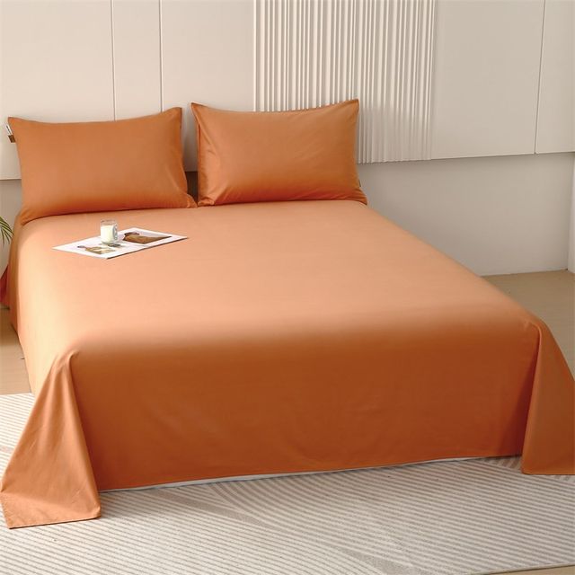 Thickened furry sheets single piece winter simple solid color cotton dormitory autumn and winter single double bed three-piece set