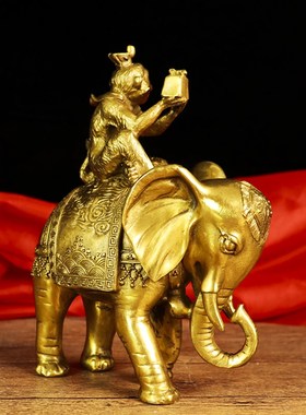 纯铜封侯拜相摆件象上封侯马上封侯办公室家居书房摆件铜大象背猴