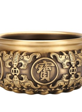 聚宝盆纯铜特大号八福聚财摆件招财玄关客厅办公室装饰工艺品礼品