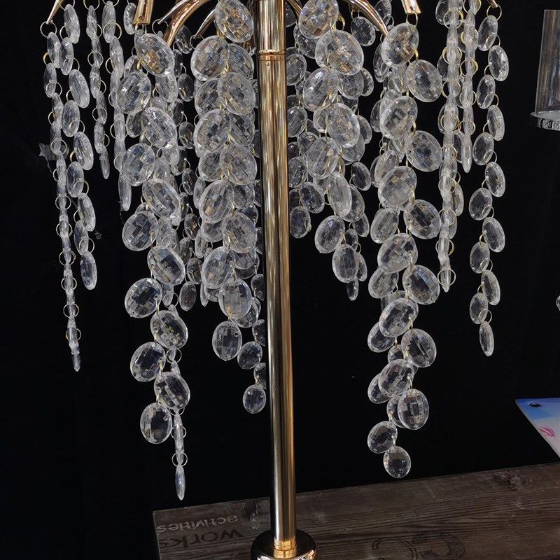 新款婚庆道具水晶冰长条桌花花器婚礼堂甜品台桌面铁艺珠帘摆件装,淘宝优惠券,粉丝福利购,淘宝优惠卷
