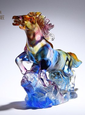 一马当先琉璃生肖马摆件招财客厅玄关酒柜办公室桌装饰品开业礼物