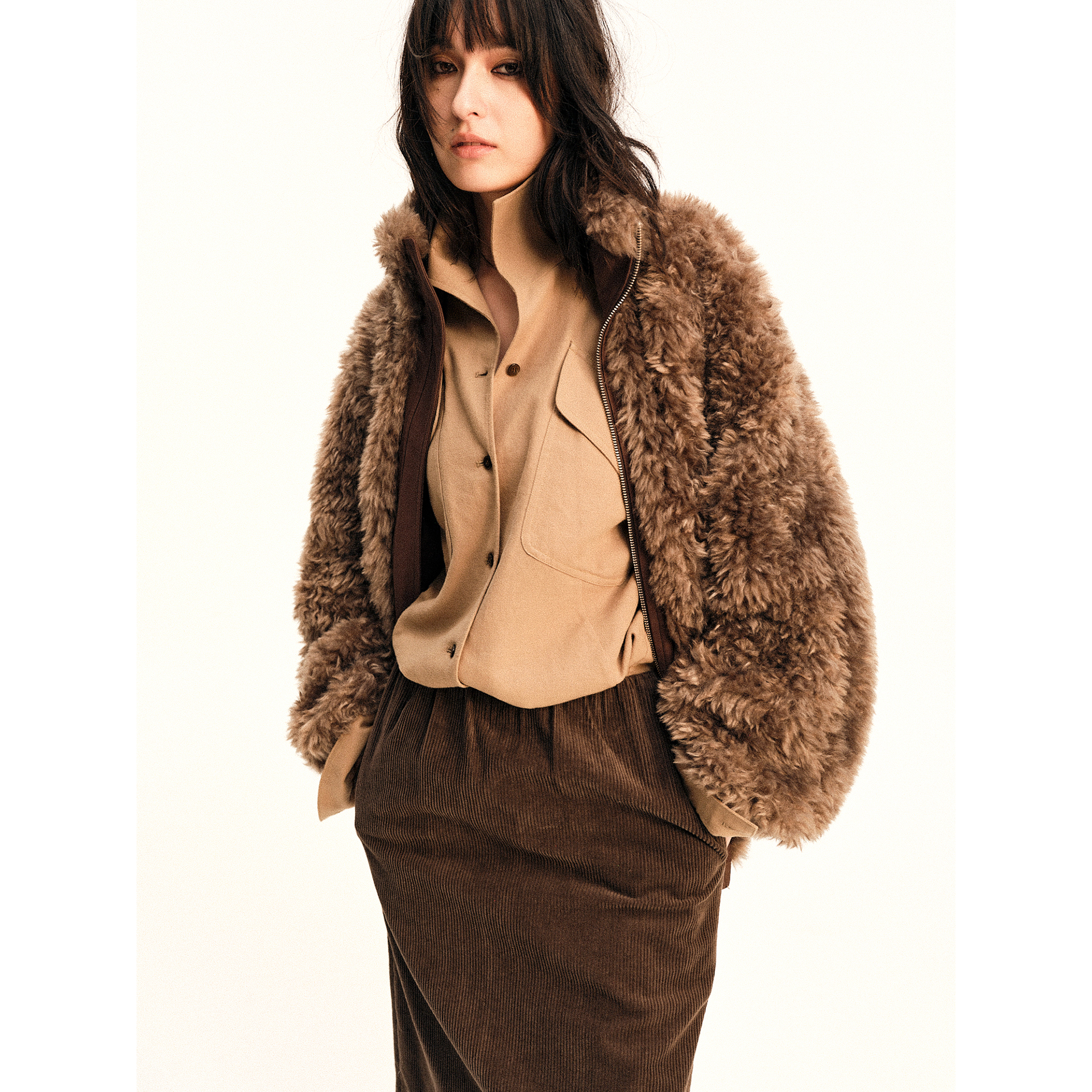 绒绒04 InHug/两面穿环保皮草(厚) 防风保暖环保皮草外套/派克服 - 图1