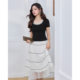 Aiyifu petite dress ເສື້ອທີເຊີດແຂນສັ້ນຊຸດວັນນະຄະດີໃນລະດູຮ້ອນແລະກະໂປງເດີນທາງທີ່ສະຫງ່າງາມ