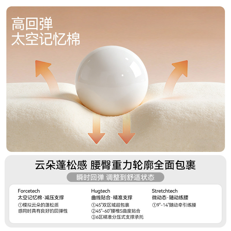 倍立正护腰坐垫久坐神器椅垫靠背一体人体工学设计支撑腰部靠垫