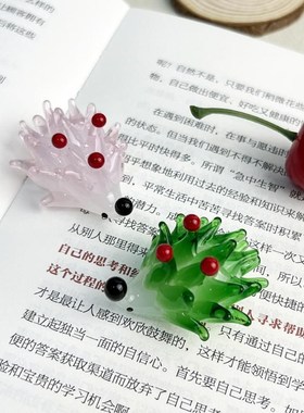 创意卡通动物玻璃摆件家居书房卧室装饰礼物可爱小刺猬玻璃工艺品
