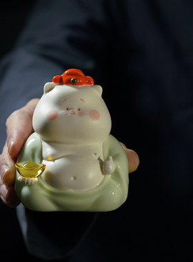 招财猫陶瓷可爱摆件小猫咪家居客厅装饰店铺开业工艺品礼品发财猫