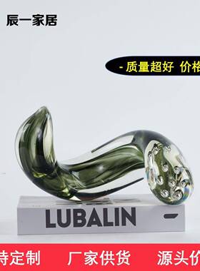 高现无品牌/代简约奢绿色玻璃端创意客厅茶几家用饰样板房轻摆件