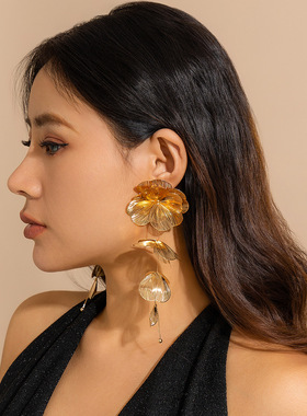 欧美小众银杏叶流苏项链甜酷风设计感跨境复古抽拉项圈饰品choker