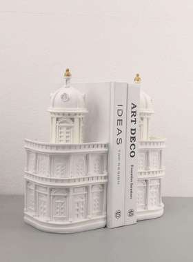 067欧式创意建筑城堡书靠书挡摆件客办公柜室书房居酒家桌厅面装