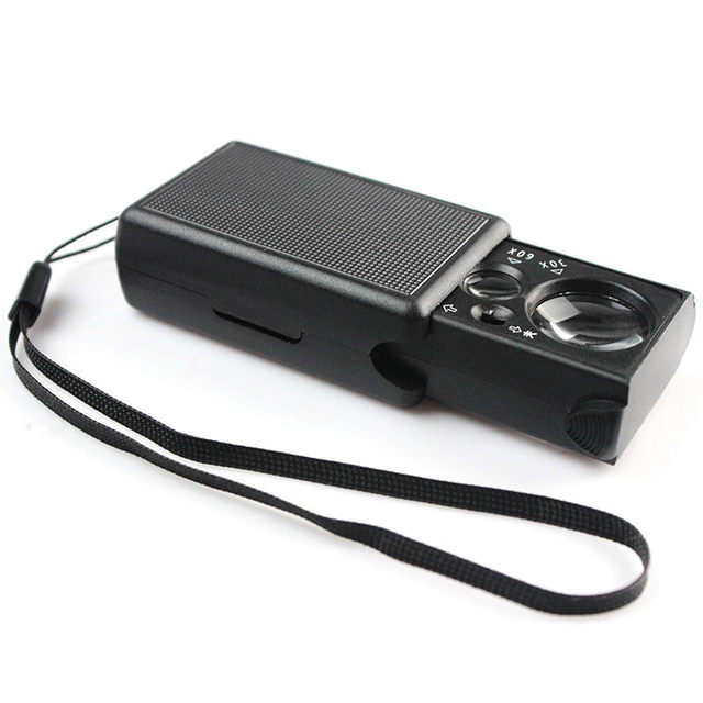 30x 60x double lens pull-out magnifying glass with LED light banknote inspection antique jade jewelry mirror