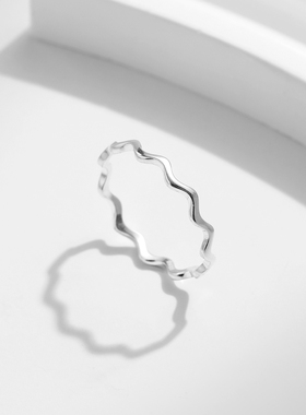 雅影波浪线S925纯银戒指女