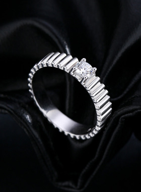 雅影莫桑钻S925纯银戒指女