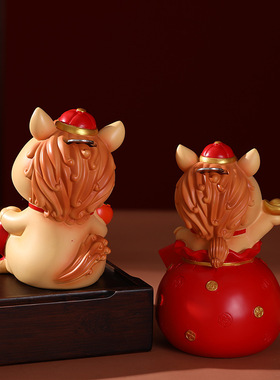 生肖马年摆件家居钱罐插花托盘玄关马上有钱树脂工艺吉祥物装饰品