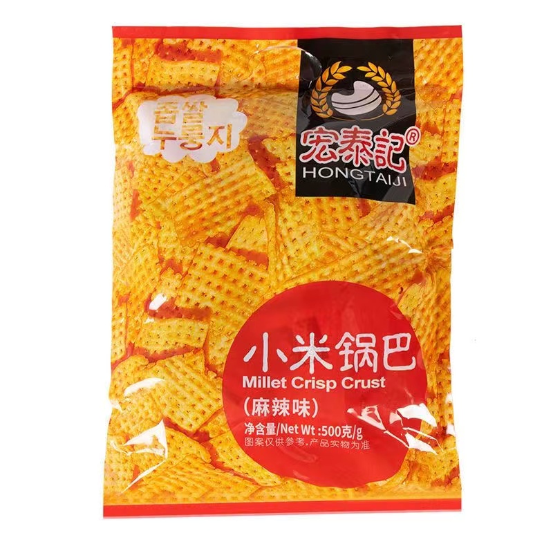 宏泰记小米锅巴牛肉味大包装500g袋装膨化食品办公室休闲零食怀旧