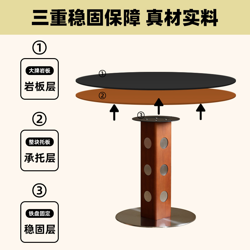 【小万家具】中古圆桌复古金属腿圆形餐桌北欧包豪斯实木岩板饭桌,淘宝优惠券,粉丝福利购,淘宝优惠卷