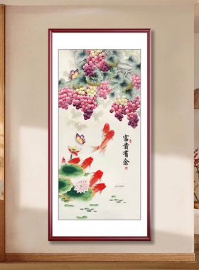 柿柿如意入户玄关走廊竖版装饰画