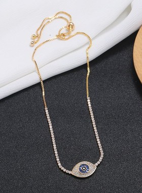 韩国高档闪亮水晶锆石项链女百搭短款锁骨链网红时尚气质吊坠饰品