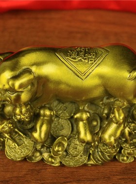 纯铜金猪福猪生肖铜猪小猪母猪母子猪群猪金钱猪铜器摆件