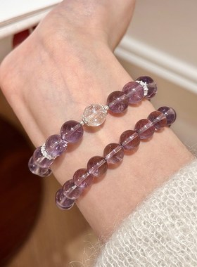 谷岚紫穹之泪天然玻利维亚紫水晶白阿塞手串上岸女款转运手链