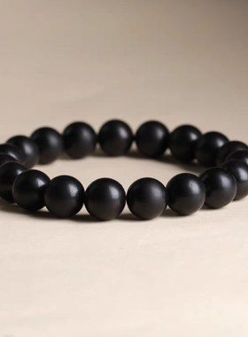 天然黑檀木单圈素圈手串手链文玩饰品念珠男女小珠经典百搭