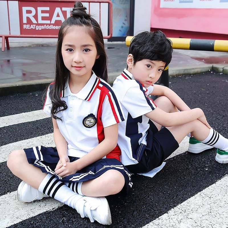 儿童英伦学院风夏装小学生班服套装新款幼儿园校服夏季亲子园服男 - 图0