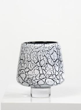 奢现创意冰脚裂纹高琉璃花瓶代家居样板轻间客厅玄关桌面装XKO饰